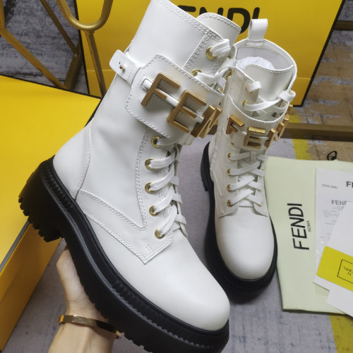 Fendi Womens Shoes Fashion Boots Luxury Brand Fendi Fendigraphy Black leather biker boots with Original Box 8T8355AKY6F1H1K