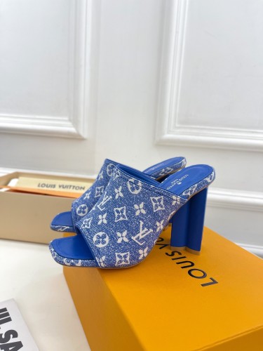 Louis Vuitton Womens Shoes Sandals Slippers Luxury Brand SILHOUETTE MULE 1A9PX4 Monogram denim with Original Box