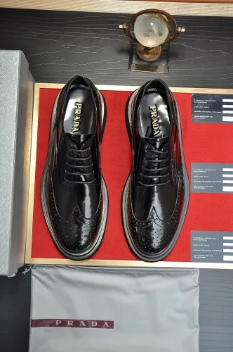 Prada Mens Shoes Business Casual Luxury Brand Dress Shoes with Original Box