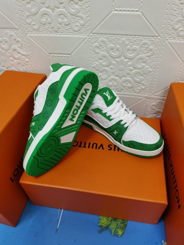 Louis Vuitton Mens Shoes Fashion Sneakers Design Luxury Brand LV TRAINER SNEAKER Mix of materials with Original Box 1A9JI9