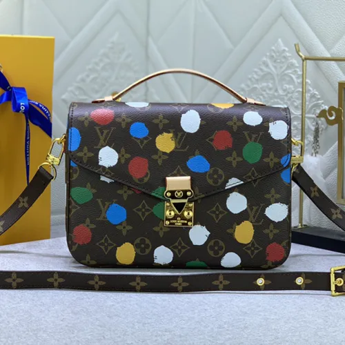 Louis Vuitton Womens Bags Crossbody Bag Luxury Brand LV X YK POCHETTE MÉTIS​ Monogram coated canvas with 3D Painted Dots print with Original Box M46384