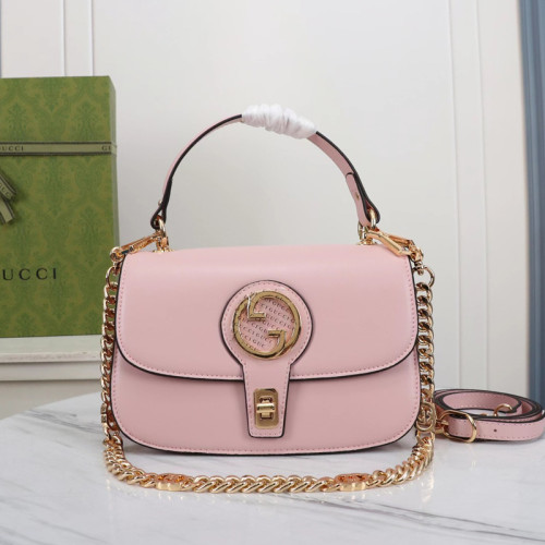 Gucci Womens Bags Shoulder Messenger Bag Luxury Brand Gucci Blondie top-handle bag in pink leather with Original Box  