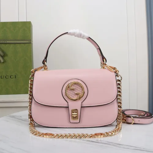 Gucci Womens Bags Shoulder Messenger Bag Luxury Brand Gucci Blondie top-handle bag in pink leather with Original Box  