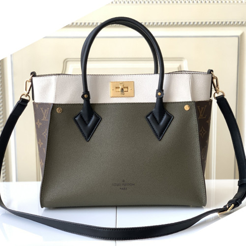 Louis Vuitton Womens Shoulder Bags Handbags Luxury Brand Fashion ON MY SIDE MM Twist calfskin and Monogram coated canvas M53823