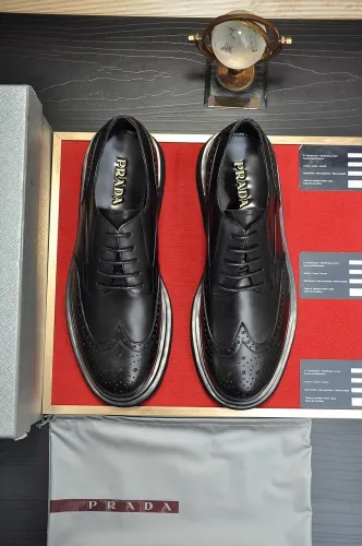 Prada Mens Shoes Business Casual Luxury Brand Dress Shoes with Original Box