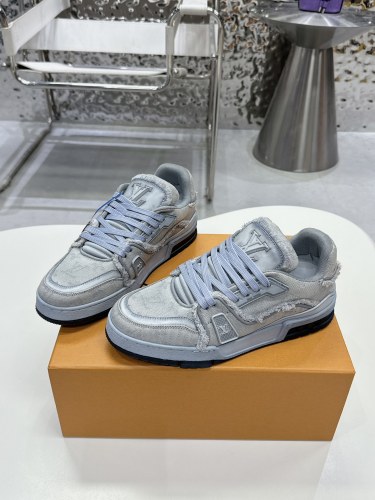 Louis Vuitton Mens Shoes Fashion Sneakers Design Luxury Brand LV TRAINER SNEAKER 1ABLVV Mix of materials with Original Box 1ABLUR  
