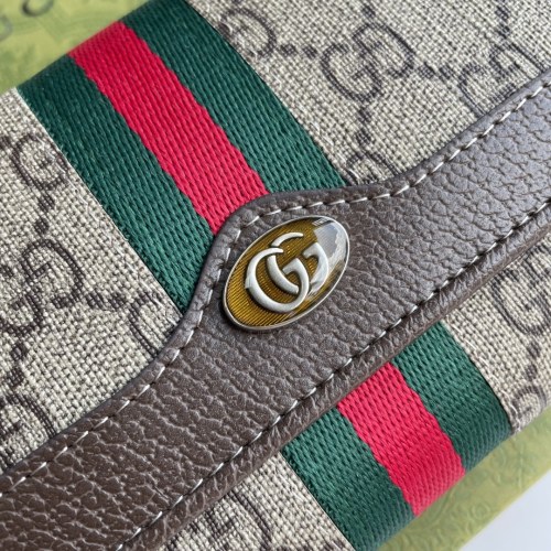 Gucci Womens Mens Bags Wallets Luxury Brand Gucci Beige / Ebony GG Supreme Canvas Ophidia Chain Wallet with Original Box 546592 96IWS 8745