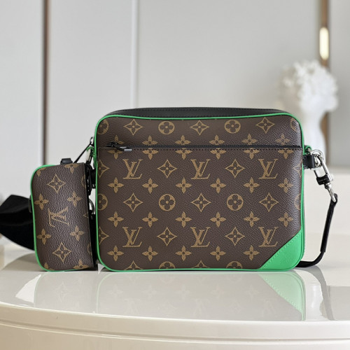 Louis Vuitton Mens Shoulder Bags Luxury Brand Fashion Type TRIO MESSENGER M46266 Monogram Macassar coated canvas and Purple cowhide leather with Original Box