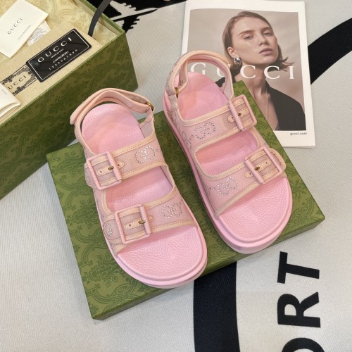 Gucci Womens Shoes Sandals 14cm Heel and 4.5cm Platform Luxury Brand with Original Box 719844 C9D00 9022 Women's Interlocking G studs sandal in leather Whatsapp 