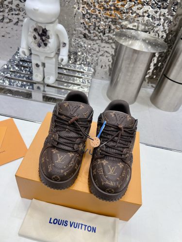 Louis Vuitton Mens Shoes Fashion Sneakers Design Luxury Brand LV TRAINER SNEAKER 1ABLVV Mix of materials with Original Box 1ABLUR  