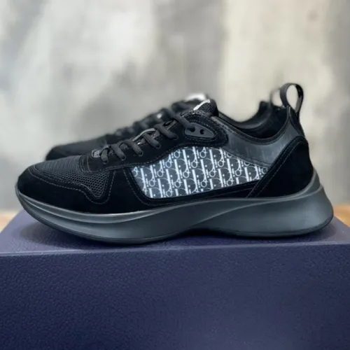 Dior Mens Shoes Luxury Sneakers B25 RUNNER SNEAKER Black Suede with White Technical Mesh and Black Dior Oblique Canvas with Original Box 3SN283YUH_H900
