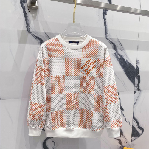 Louis Vuitton Womens Mens Long Sleeve Sweatshirt Luxury Brand Mens Damier Cotton Sweatshirt   