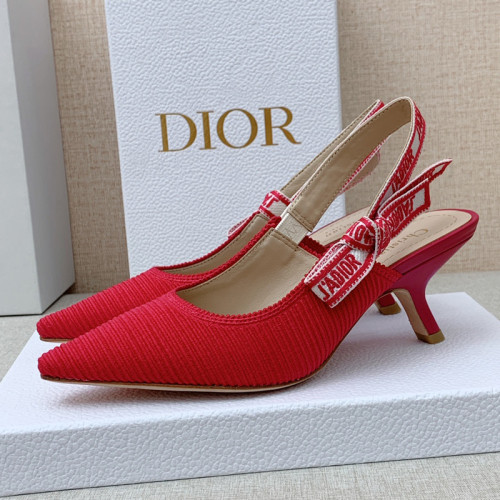 Dior Women Shoes Pumps Luxury Design Fashion Type 6.5cm High Heel Shoes for Wedding Style J'ADIOR SLINGBACK PUMP Cotton Fabric with Original Box