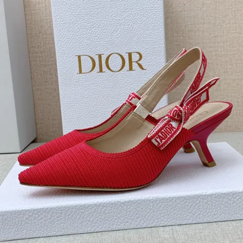 Dior Women Shoes Pumps Luxury Design Fashion Type 6.5cm High Heel Shoes for Wedding Style J'ADIOR SLINGBACK PUMP Cotton Fabric with Original Box