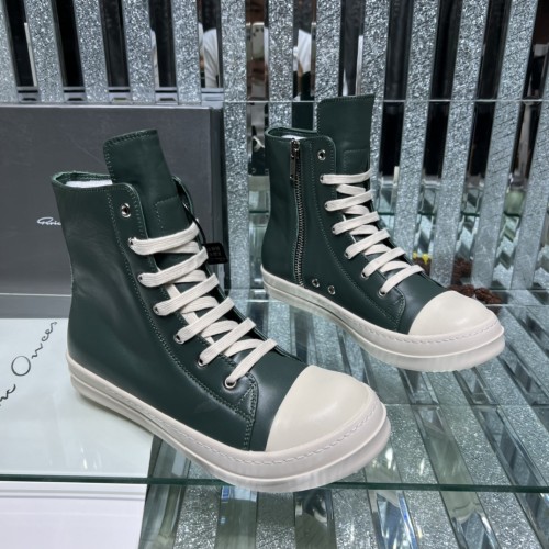 Rick Owens Men Shoes Sneakers Leather High-Top Breathable Mens Casual Shoes Ankle Boots with Original Box