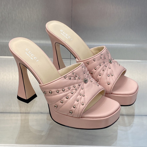 Gucci Womens Shoes Sandals 11cm Heel Luxury Brand with Original Box 719844 C9D00 9022 Women's Interlocking G studs sandal in leather Whatsapp 