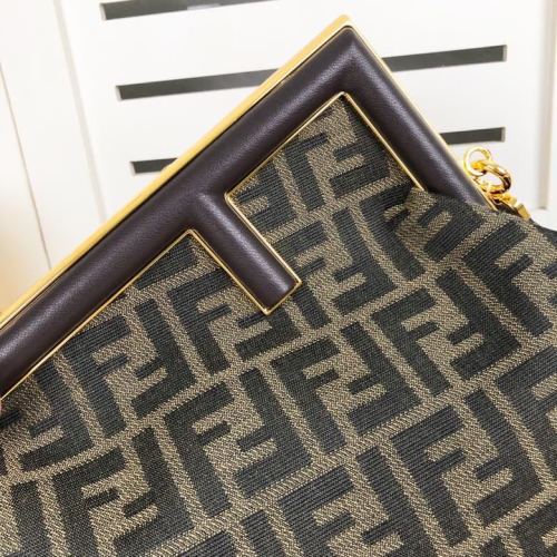 Fendi Womens Bags Clutch Luxury Brand FENDI FIRST MEDIUM Black leather bag 8BP127ABVEF0KUR without Original Box