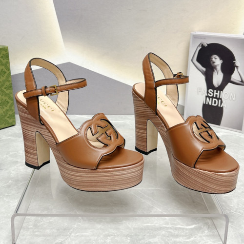 Gucci Womens Shoes Sandals 12cm Heel Luxury Brand with Original Box 730022 US000 7519 Women's Interlocking G sandal in leather Whatsapp 