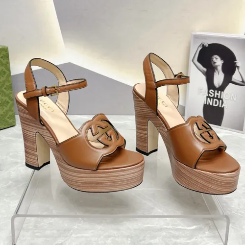Gucci Womens Shoes Sandals 12cm Heel Luxury Brand with Original Box 730022 US000 7519 Women's Interlocking G sandal in leather Whatsapp 