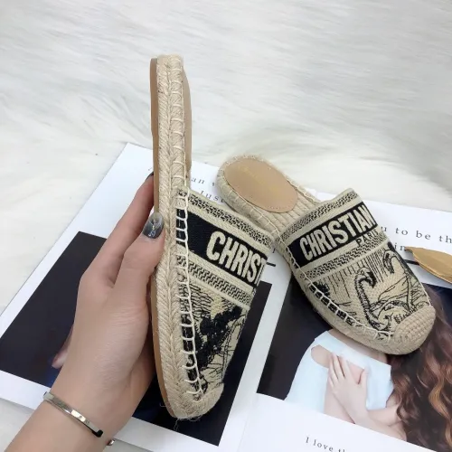 Dior Womens Shoes Slippers Dior Granville Espadrille Dior Oblique Embroidered Cotton with Original Box