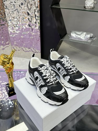 Dior Womens Shoes Sneakers Casual Luxury Brand Dior Chrono Sneaker Mesh and Black Leather-Effect Panels with Original Box KCK414TRM_S10W whatsapp 