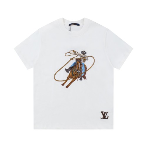 Louis Vuitton Luxury Brand Men Womens Short Sleeve T-Shirt Graphic Embroidered Cotton T-Shirt 1AFXNO   