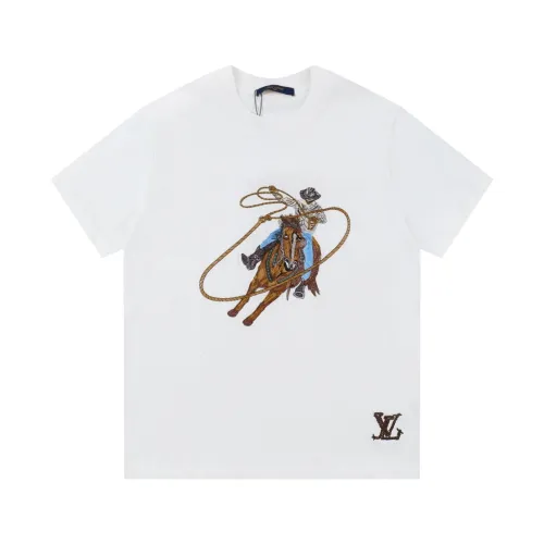 Louis Vuitton Luxury Brand Men Womens Short Sleeve T-Shirt Graphic Embroidered Cotton T-Shirt 1AFXNO   