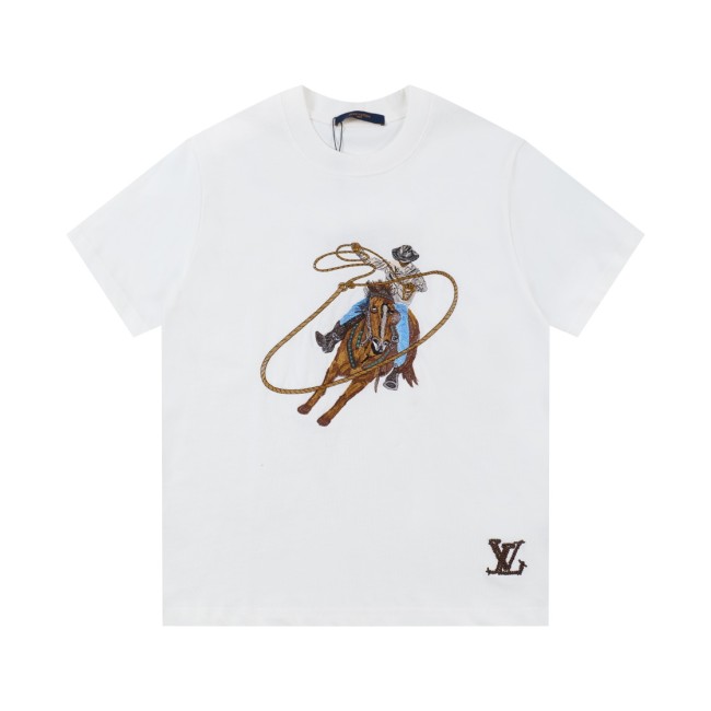 Louis Vuitton Luxury Brand Men Womens Short Sleeve T-Shirt Graphic Embroidered Cotton T-Shirt 1AFXNO   