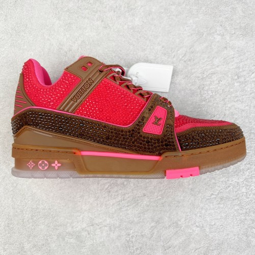 Louis Vuitton Mens Shoes Fashion Sneakers Design Luxury Brand LV TRAINER SNEAKER Mix of materials with Original Box 1AB9XJ  