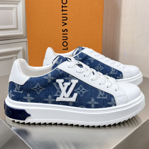 Louis Vuitton Mens Shoes Sneakers Lace-Up Luxury Brand Fashion TIME OUT SNEAKER with Original Box
