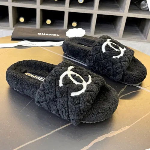 Chanel Womens Shoes Slippers Luxury Brand Winter Plus Velvet Design with Original Box