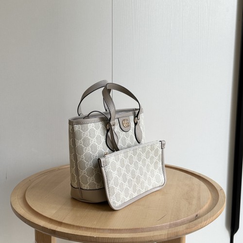 Gucci Womens Bags Handbags Luxury Brand Ophidia mini tote bag in beige and white GG Supreme with Original Box 811716 FAA4G 9897