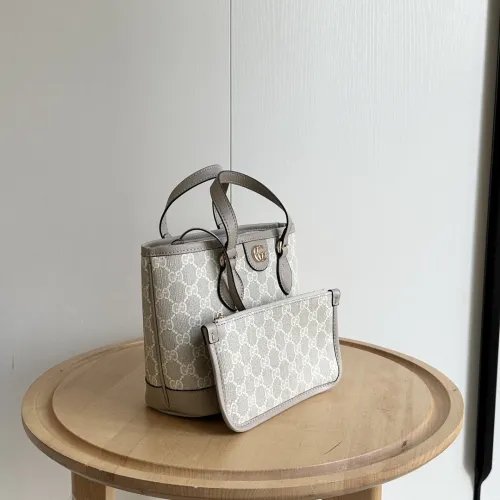 Gucci Womens Bags Handbags Luxury Brand Ophidia mini tote bag in beige and white GG Supreme with Original Box 811716 FAA4G 9897