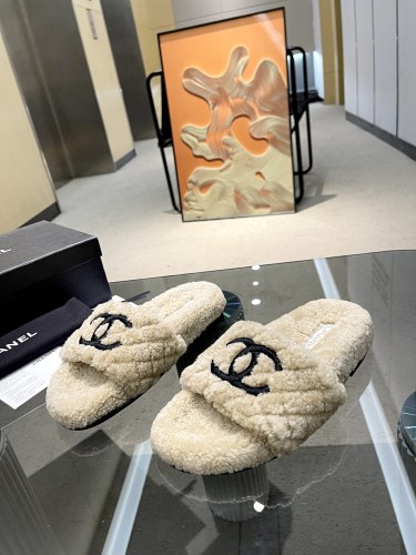 Chanel Womens Shoes Slippers Luxury Brand Winter Plus Velvet Design with Original Box