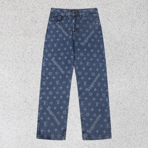 Louis Vuitton x Supreme Luxury Brand Women Mens Pant Jeans   H547