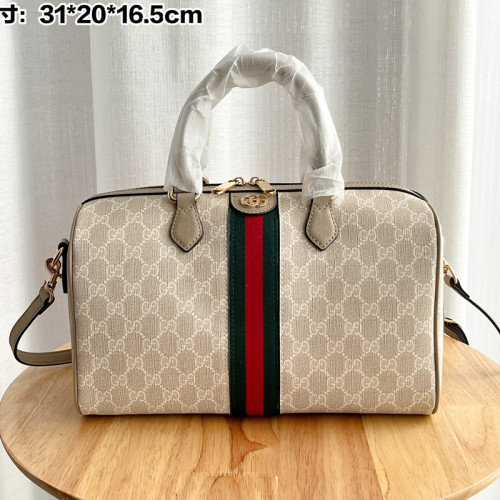 Gucci Mens Womens Bags Handbags Keepall Design Luxury Brand Ophidia medium top handle bag in blue and beige canvas 772065 96IWN 4076 without Original Box