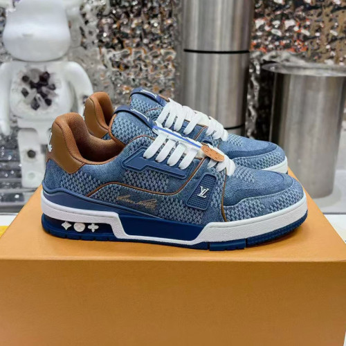 Louis Vuitton Mens Shoes Fashion Sneakers Design Luxury Brand LV TRAINER SNEAKER 1ABLVV Mix of materials with Original Box 1ABLUR  