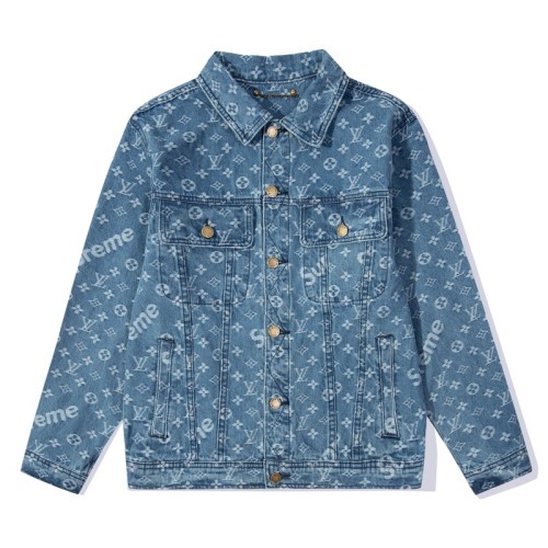 Louis Vuitton x Supreme Men Womens Jackets Denim Coat Luxury Brand Mens Jackets Top Quality   