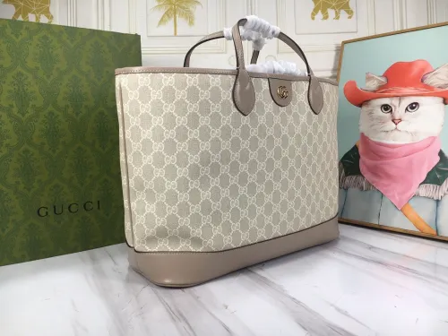 Gucci Womens Bags Shoulder Handbags Luxury Brand Ophidia medium tote bag in beige and white Supreme  