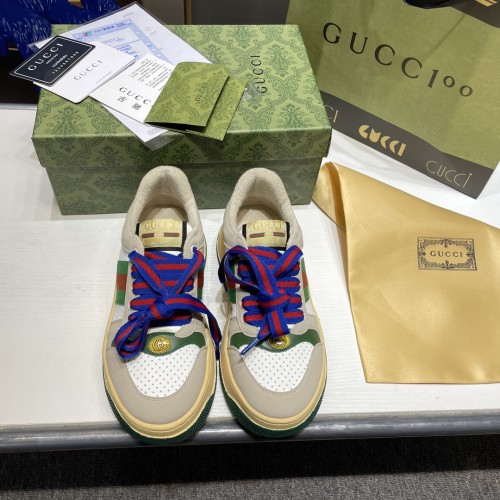 Gucci Womens Shoes Sneakers Luxury Brand Women's Screener trainer with Web in beige leather with Original Box Whatsapp 