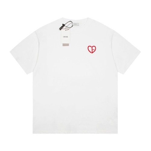 Doir Luxury Brand Women Mens Short Sleeve T-Shirt CD Heart Relaxed-Fit T-Shirt   