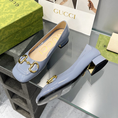 Gucci Womens Shoes Pumps Luxury Brand Women's Low-Heel Pump With Horsebit In Leather 2.5cm Heel with Original Box 694855 BNC00 5815