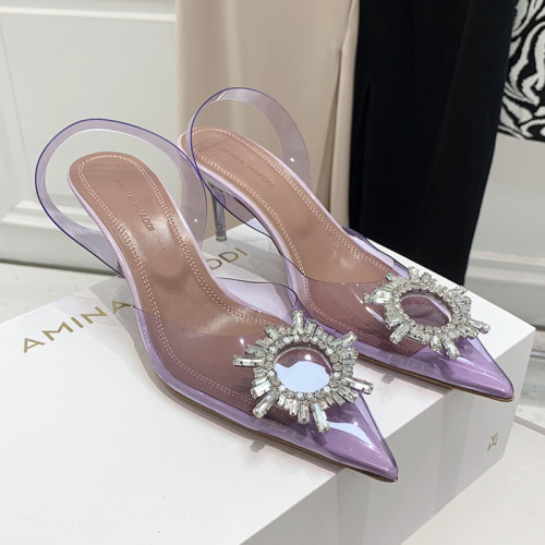 Amina Muaddi Womens Shoes Sandals Slippers Luxury Brand Fashion Pumps for Women with Original Box 9cm Heel