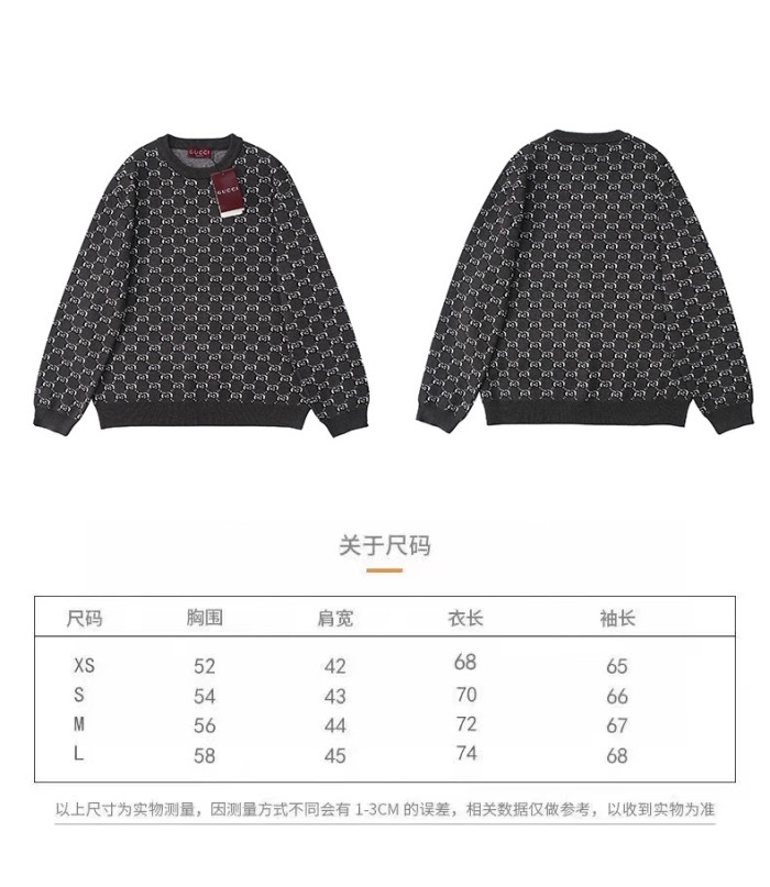 Gucci Men Womens Sweater Luxury Brand Womens Knitwear WOOL JACQUARD SWEATER WITH GG SHADOW 794503 XKEAP 1150 Top Quality   