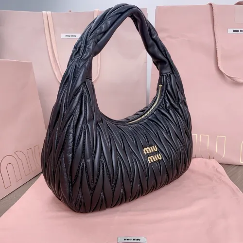 MiuMiu Womens Fashion Handbags Shoulder Bag Leather Luxury Brand Miu Miu Wander Matelasse Nappa Leather Hobo Bag  