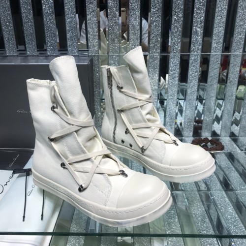 Rick Owens Men Shoes Sneakers Leather High-Top Breathable Mens Casual Shoes Ankle Boots with Original Box