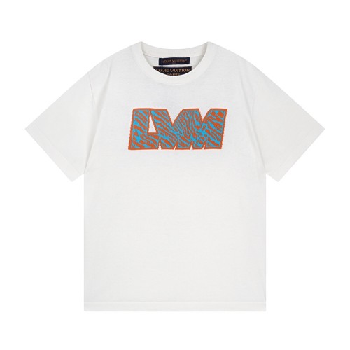 Louis Vuitton Luxury Brand Men Womens Short Sleeve T-Shirt Short-Sleeved Cotton Crewneck 1ABJ8F   