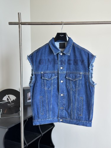 Givenchy Womens Mens Coat Luxury Brand Mens Denim Vest Jacket with Original Box   