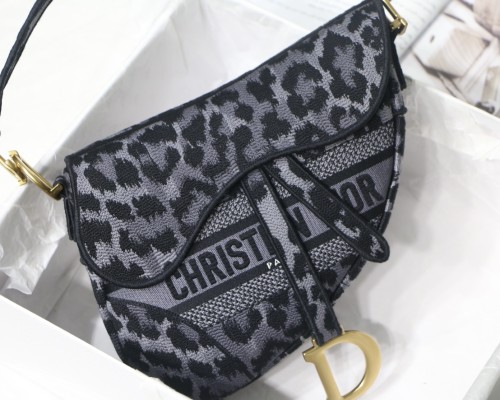 Dior Womens Mens Bag Saddle Bag Luxury Brand Design Fashion Type Shoulder Bags SADDLE BAG Gray Mizza Embroidery with Original Box M0446CRHM_M842