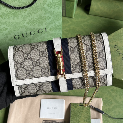 Gucci Womens Mens Bags Wallets Luxury Brand Gucci Jackie 1961 chain wallet with Original Box 652681 HUHHG 9794